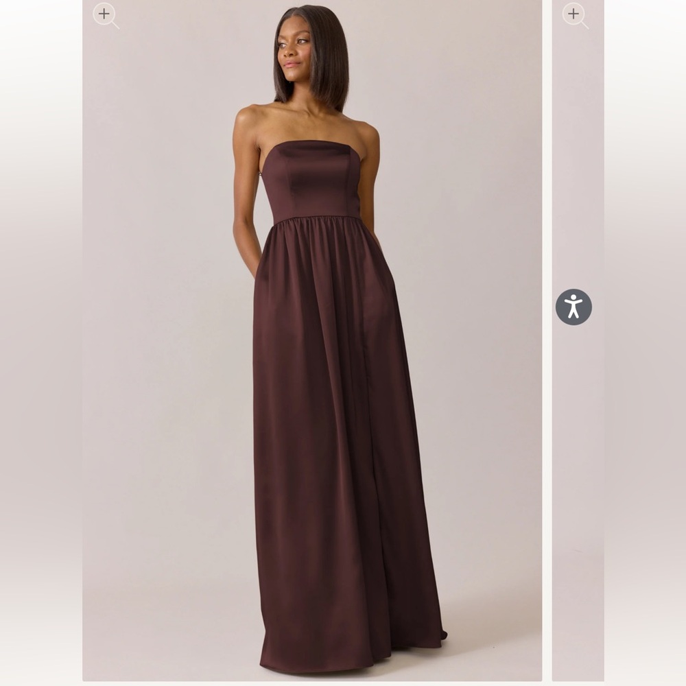 Revelry Maren Satin Dress in Mahogany